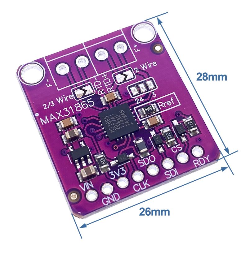 Temperatuur sensor module RTD-to-Digital PT100 PT1000 met MAX31865 chip afmetingen